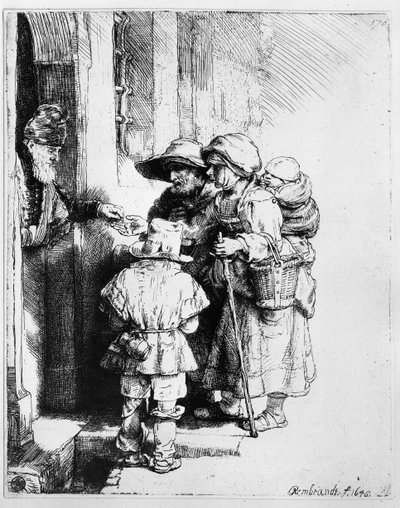 Beggars Receiving Alms by Rembrandt van Rijn